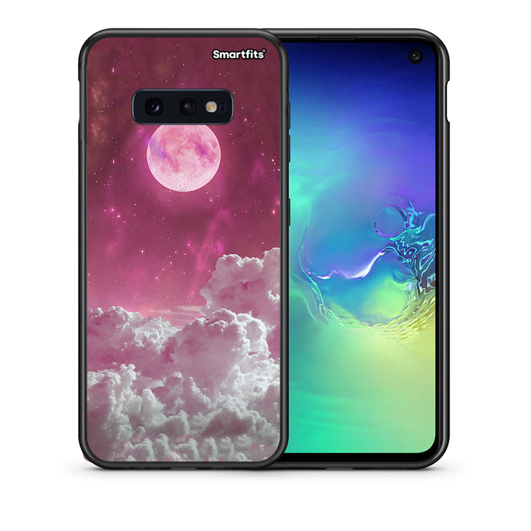 Θήκη Samsung S10e Pink Moon από τη Smartfits με σχέδιο στο πίσω μέρος και μαύρο περίβλημα | Samsung S10e Pink Moon case with colorful back and black bezels