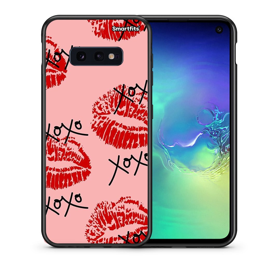 Θήκη Samsung S10e XOXO Lips από τη Smartfits με σχέδιο στο πίσω μέρος και μαύρο περίβλημα | Samsung S10e XOXO Lips case with colorful back and black bezels