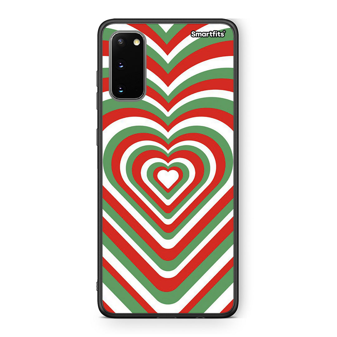 Samsung S20 Christmas Hearts θήκη από τη Smartfits με σχέδιο στο πίσω μέρος και μαύρο περίβλημα | Smartphone case with colorful back and black bezels by Smartfits