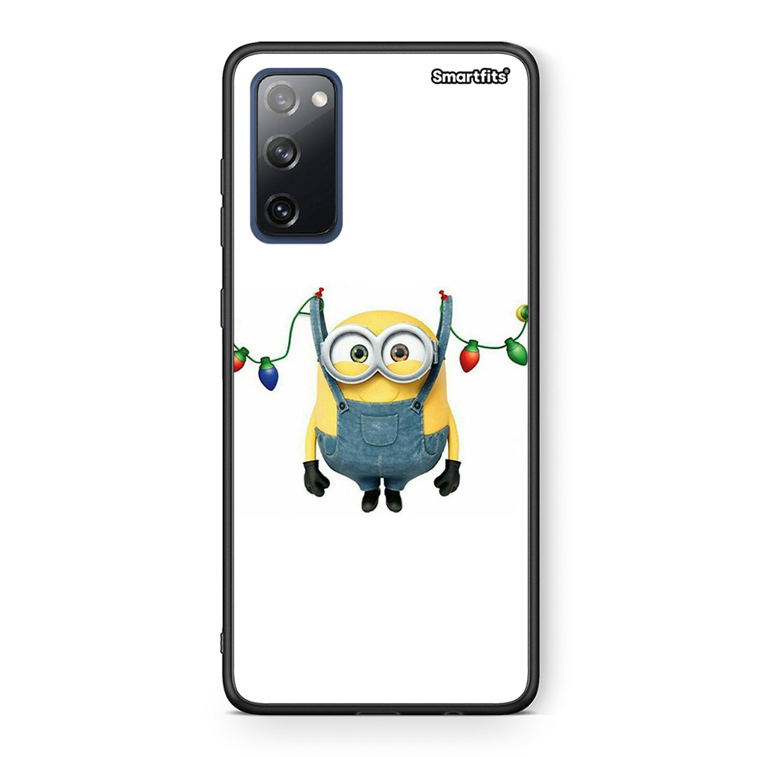 Θήκη Samsung S20 FE Xmas Minion Lights από τη Smartfits με σχέδιο στο πίσω μέρος και μαύρο περίβλημα | Samsung S20 FE Xmas Minion Lights case with colorful back and black bezels