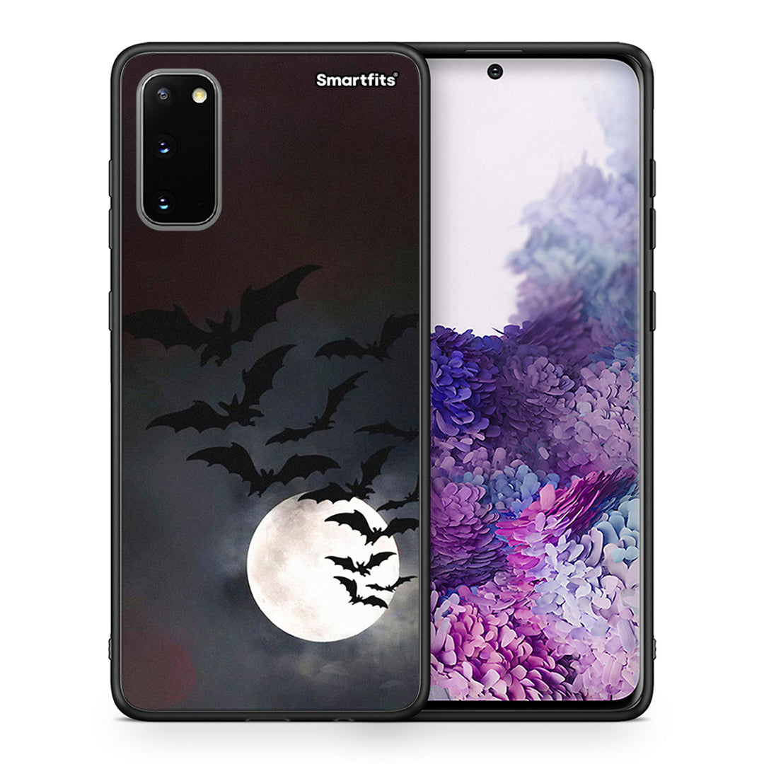 Θήκη Samsung S20 Halloween Bat Night από τη Smartfits με σχέδιο στο πίσω μέρος και μαύρο περίβλημα | Samsung S20 Halloween Bat Night case with colorful back and black bezels