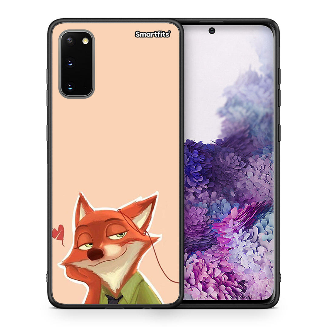 Θήκη Samsung S20 Nick Wilde And Judy Hopps Love 1 από τη Smartfits με σχέδιο στο πίσω μέρος και μαύρο περίβλημα | Samsung S20 Nick Wilde And Judy Hopps Love 1 case with colorful back and black bezels