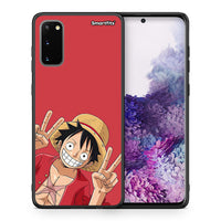 Thumbnail for Θήκη Samsung S20 Pirate Luffy από τη Smartfits με σχέδιο στο πίσω μέρος και μαύρο περίβλημα | Samsung S20 Pirate Luffy case with colorful back and black bezels