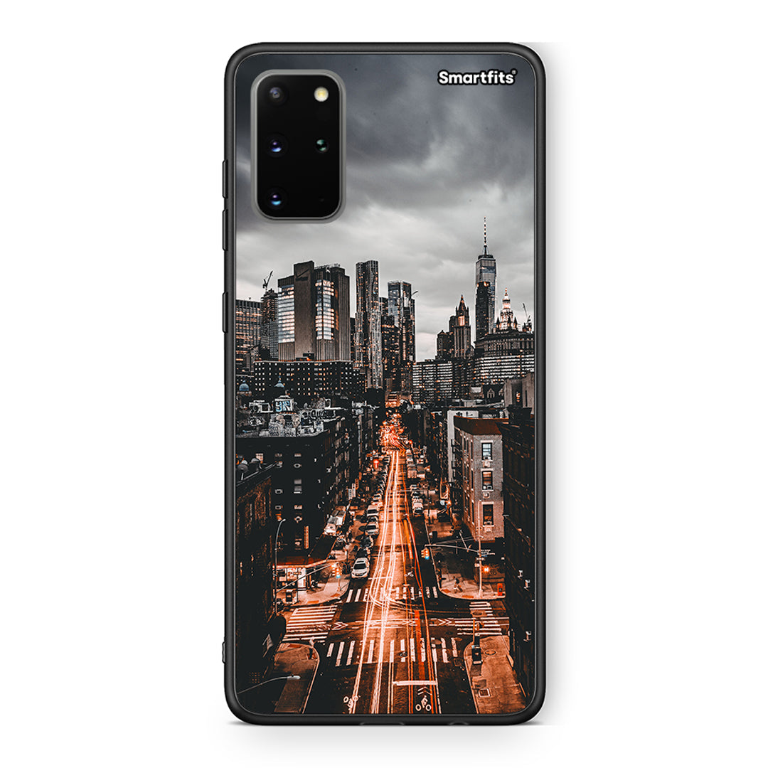 Samsung S20 Plus City Lights θήκη από τη Smartfits με σχέδιο στο πίσω μέρος και μαύρο περίβλημα | Smartphone case with colorful back and black bezels by Smartfits