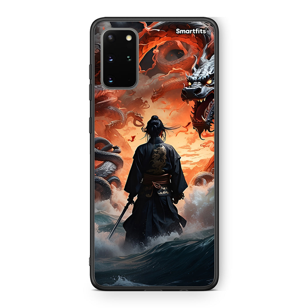 Samsung S20 Plus Dragons Fight θήκη από τη Smartfits με σχέδιο στο πίσω μέρος και μαύρο περίβλημα | Smartphone case with colorful back and black bezels by Smartfits