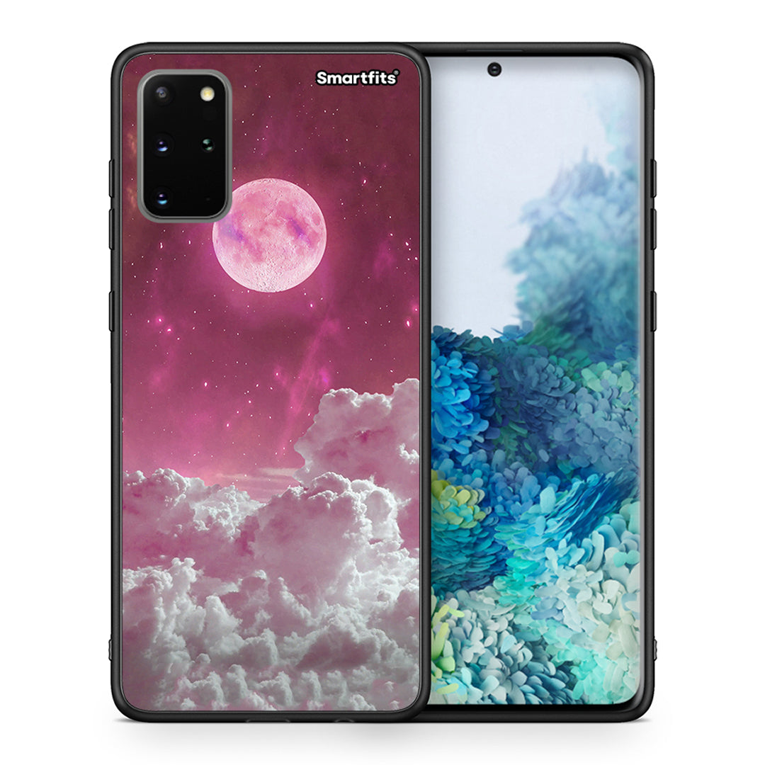 Θήκη Samsung S20 Plus Pink Moon από τη Smartfits με σχέδιο στο πίσω μέρος και μαύρο περίβλημα | Samsung S20 Plus Pink Moon case with colorful back and black bezels