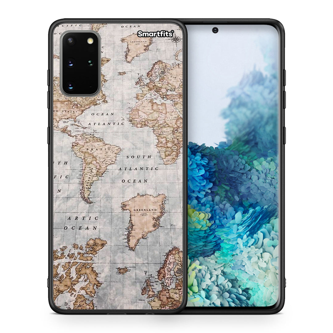 Θήκη Samsung S20 Plus World Map από τη Smartfits με σχέδιο στο πίσω μέρος και μαύρο περίβλημα | Samsung S20 Plus World Map case with colorful back and black bezels