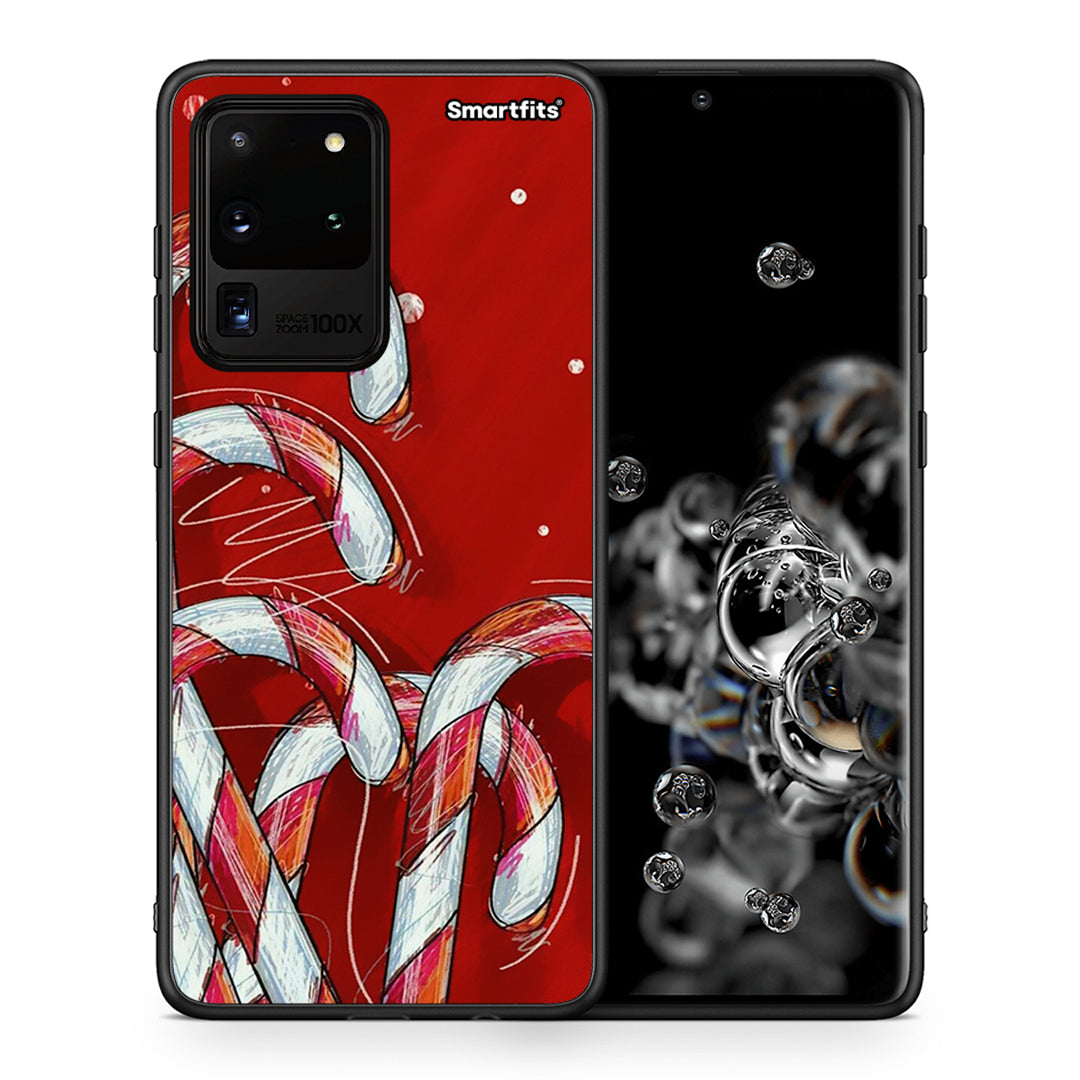 Θήκη Samsung S20 Ultra Candy Cane από τη Smartfits με σχέδιο στο πίσω μέρος και μαύρο περίβλημα | Samsung S20 Ultra Candy Cane case with colorful back and black bezels