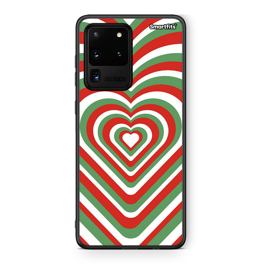 Samsung S20 Ultra Christmas Hearts θήκη από τη Smartfits με σχέδιο στο πίσω μέρος και μαύρο περίβλημα | Smartphone case with colorful back and black bezels by Smartfits