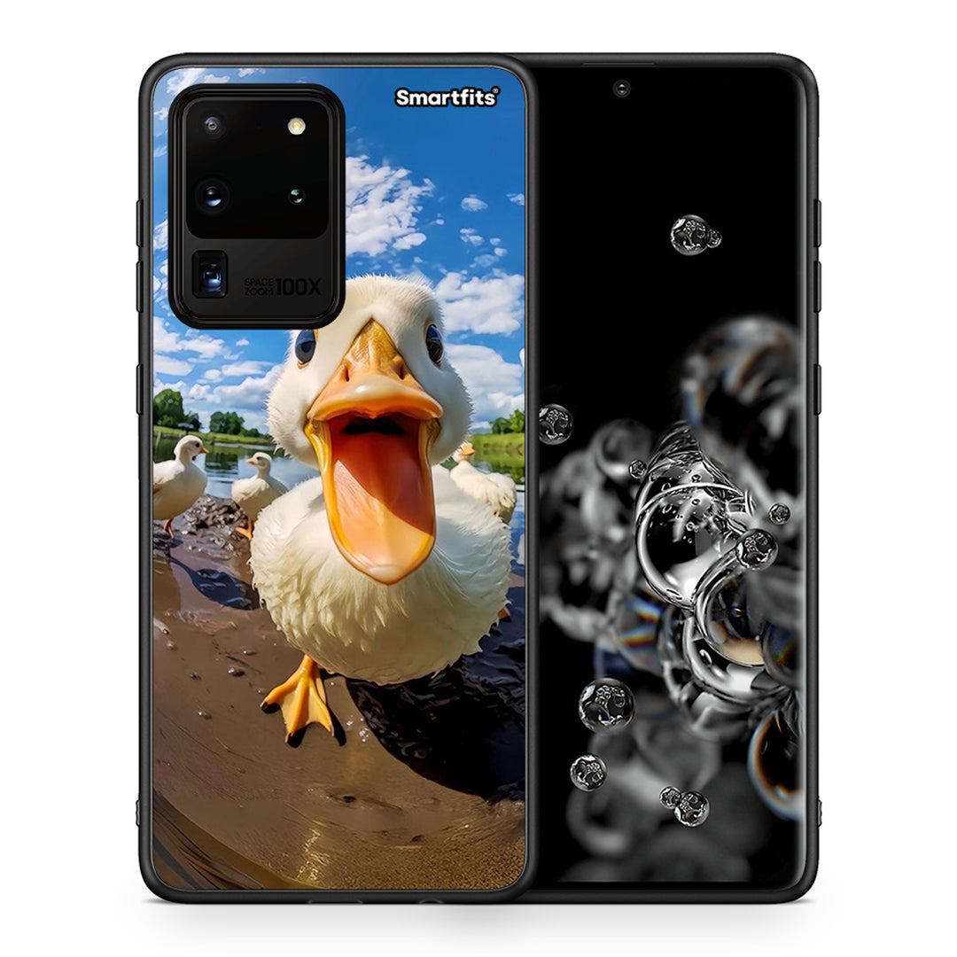 Θήκη Samsung S20 Ultra Duck Face από τη Smartfits με σχέδιο στο πίσω μέρος και μαύρο περίβλημα | Samsung S20 Ultra Duck Face case with colorful back and black bezels