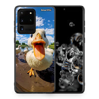 Thumbnail for Θήκη Samsung S20 Ultra Duck Face από τη Smartfits με σχέδιο στο πίσω μέρος και μαύρο περίβλημα | Samsung S20 Ultra Duck Face case with colorful back and black bezels