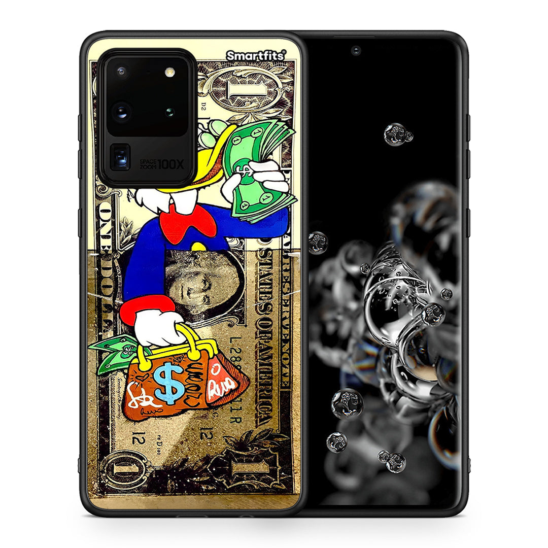 Θήκη Samsung S20 Ultra Duck Money από τη Smartfits με σχέδιο στο πίσω μέρος και μαύρο περίβλημα | Samsung S20 Ultra Duck Money case with colorful back and black bezels