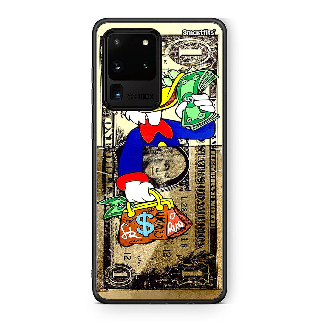 Samsung S20 Ultra Duck Money Θήκη από τη Smartfits με σχέδιο στο πίσω μέρος και μαύρο περίβλημα | Smartphone case with colorful back and black bezels by Smartfits