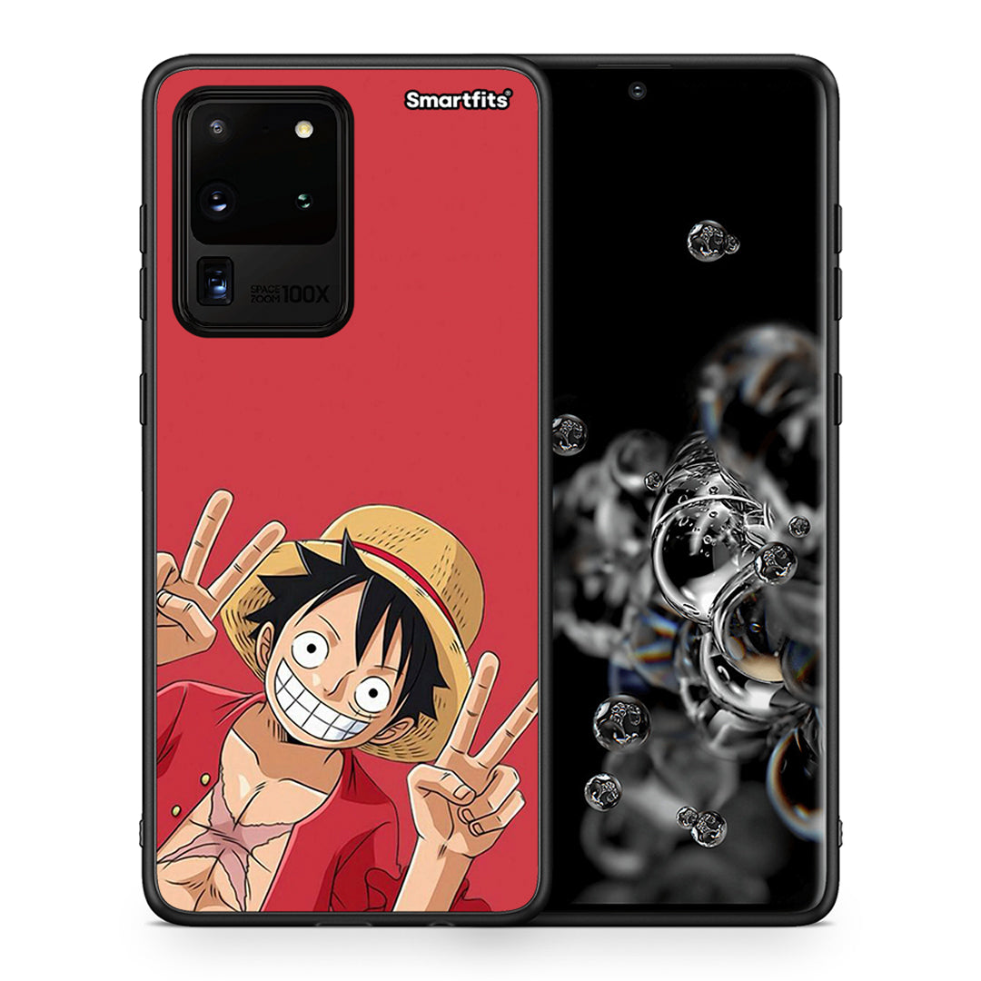 Θήκη Samsung S20 Ultra Pirate Luffy από τη Smartfits με σχέδιο στο πίσω μέρος και μαύρο περίβλημα | Samsung S20 Ultra Pirate Luffy case with colorful back and black bezels