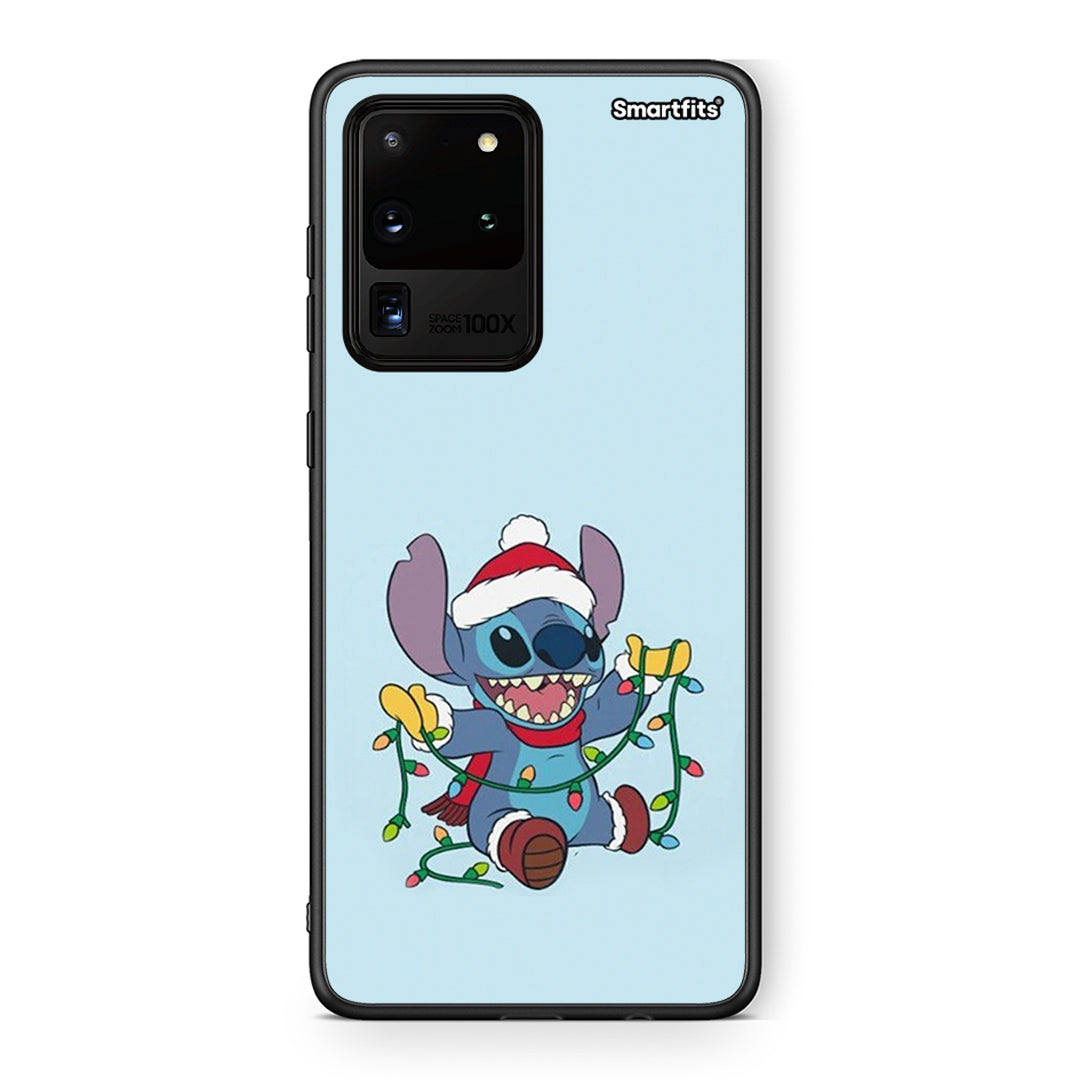 Samsung S20 Ultra Santa Stich θήκη από τη Smartfits με σχέδιο στο πίσω μέρος και μαύρο περίβλημα | Smartphone case with colorful back and black bezels by Smartfits