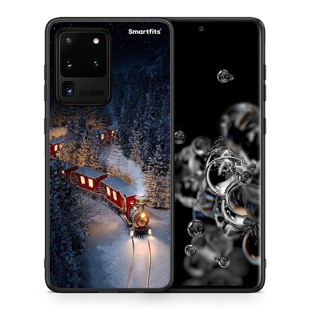 Θήκη Samsung S20 Ultra Xmas Train από τη Smartfits με σχέδιο στο πίσω μέρος και μαύρο περίβλημα | Samsung S20 Ultra Xmas Train case with colorful back and black bezels