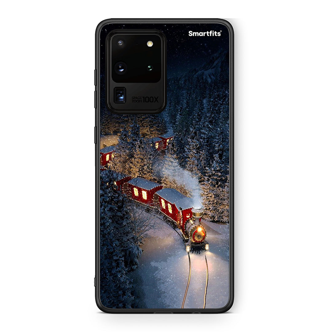 Samsung S20 Ultra Xmas Train θήκη από τη Smartfits με σχέδιο στο πίσω μέρος και μαύρο περίβλημα | Smartphone case with colorful back and black bezels by Smartfits