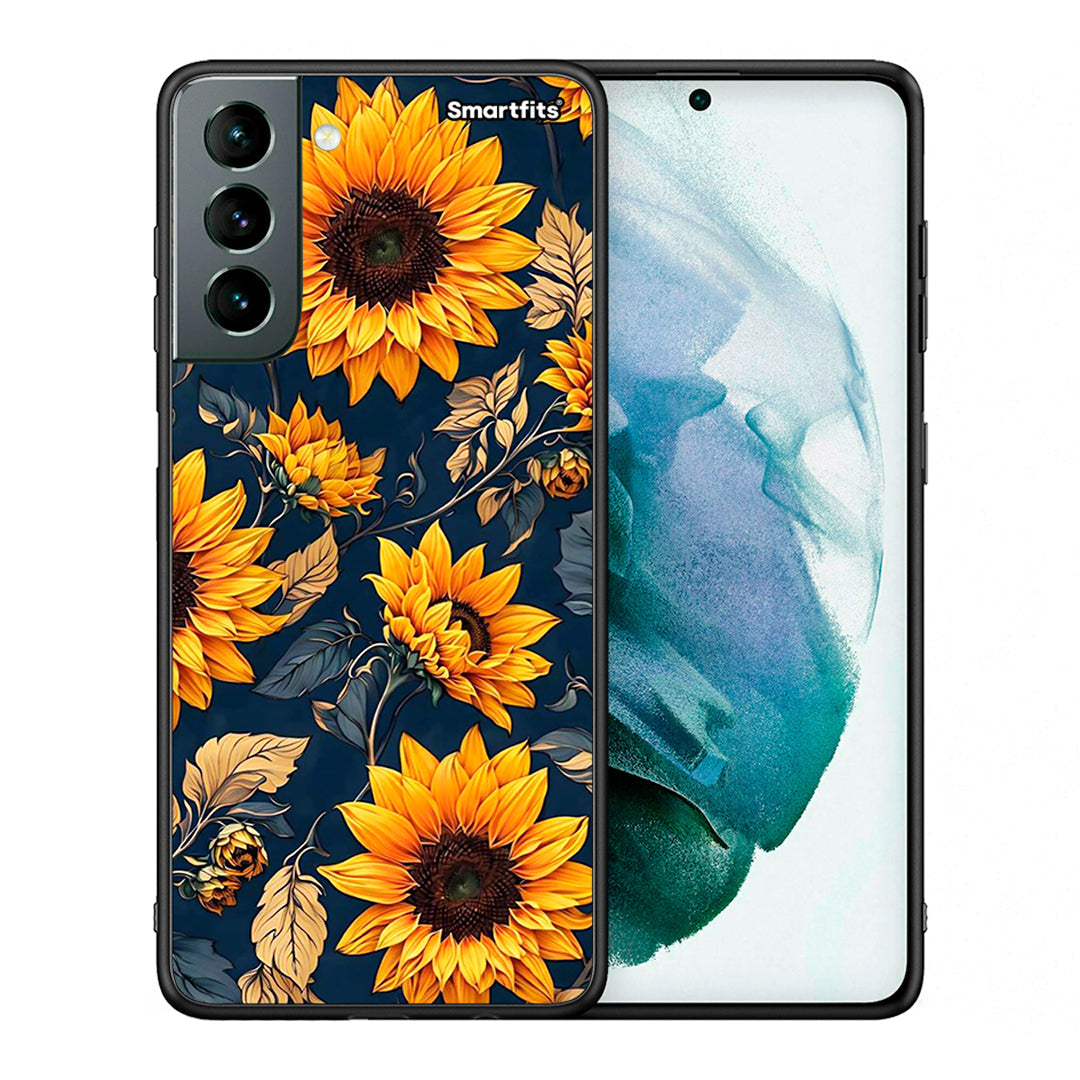 Θήκη Samsung S21 Autumn Sunflowers από τη Smartfits με σχέδιο στο πίσω μέρος και μαύρο περίβλημα | Samsung S21 Autumn Sunflowers case with colorful back and black bezels
