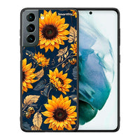 Thumbnail for Θήκη Samsung S21 Autumn Sunflowers από τη Smartfits με σχέδιο στο πίσω μέρος και μαύρο περίβλημα | Samsung S21 Autumn Sunflowers case with colorful back and black bezels