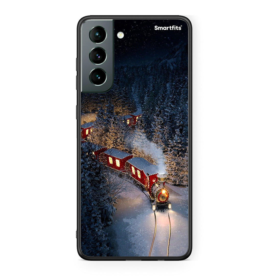 Samsung S21 Xmas Train θήκη από τη Smartfits με σχέδιο στο πίσω μέρος και μαύρο περίβλημα | Smartphone case with colorful back and black bezels by Smartfits