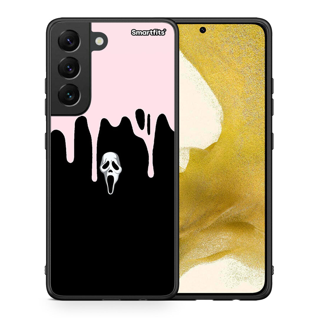 Θήκη Samsung S22 Melting Halloween Mask από τη Smartfits με σχέδιο στο πίσω μέρος και μαύρο περίβλημα | Samsung S22 Melting Halloween Mask case with colorful back and black bezels