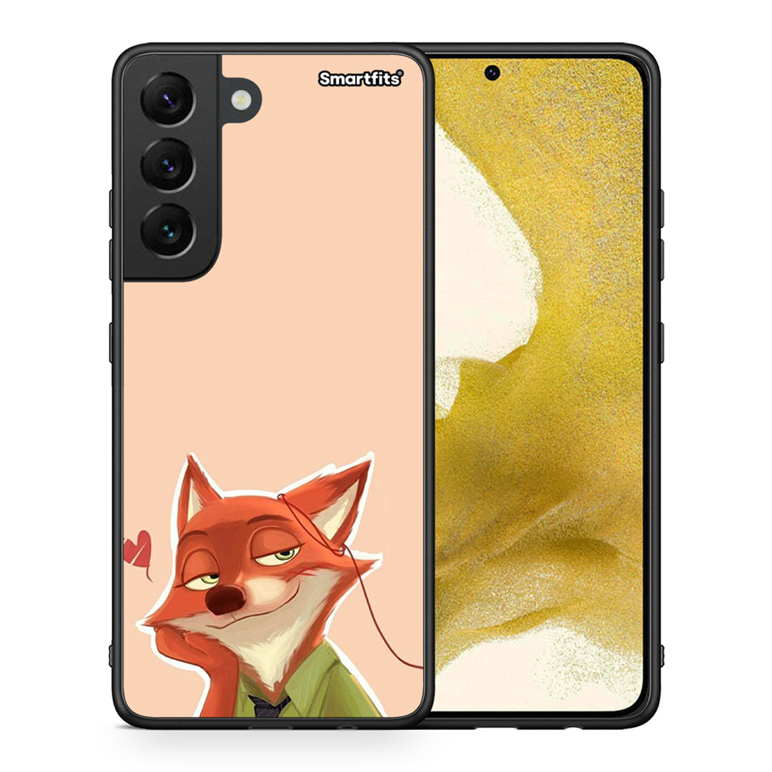 Θήκη Samsung S22 Nick Wilde And Judy Hopps Love 1 από τη Smartfits με σχέδιο στο πίσω μέρος και μαύρο περίβλημα | Samsung S22 Nick Wilde And Judy Hopps Love 1 case with colorful back and black bezels