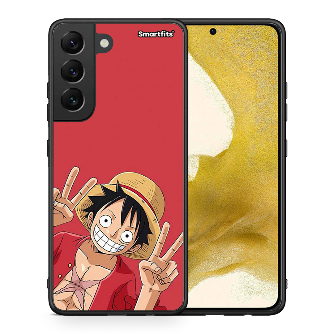 Θήκη Samsung S22 Pirate Luffy από τη Smartfits με σχέδιο στο πίσω μέρος και μαύρο περίβλημα | Samsung S22 Pirate Luffy case with colorful back and black bezels