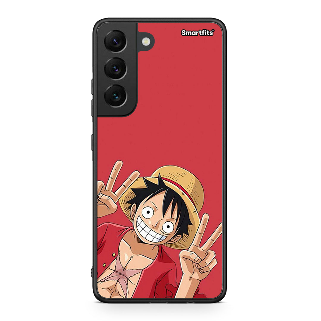 Samsung S22 Pirate Luffy Θήκη από τη Smartfits με σχέδιο στο πίσω μέρος και μαύρο περίβλημα | Smartphone case with colorful back and black bezels by Smartfits