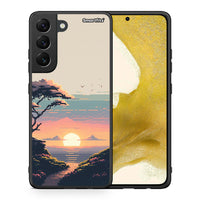 Thumbnail for Θήκη Samsung S22 Pixel Sunset από τη Smartfits με σχέδιο στο πίσω μέρος και μαύρο περίβλημα | Samsung S22 Pixel Sunset case with colorful back and black bezels