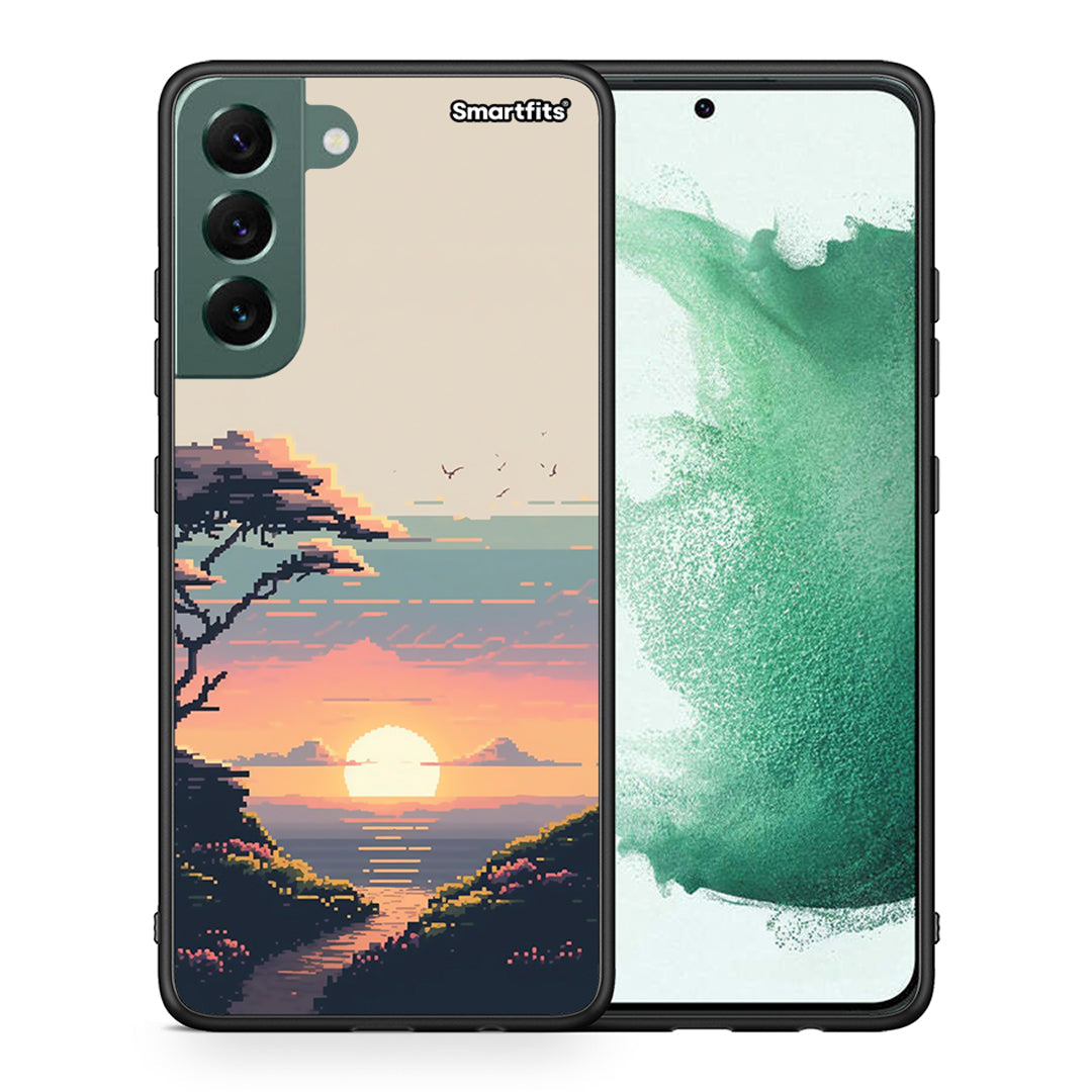 Θήκη Samsung S22 Plus Pixel Sunset από τη Smartfits με σχέδιο στο πίσω μέρος και μαύρο περίβλημα | Samsung S22 Plus Pixel Sunset case with colorful back and black bezels