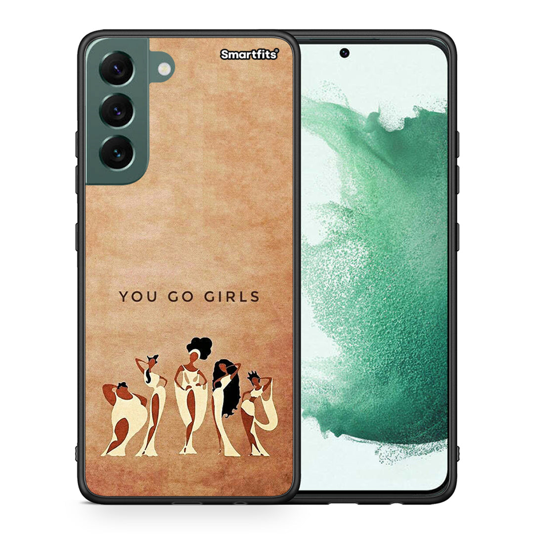 Θήκη Samsung S22 Plus You Go Girl από τη Smartfits με σχέδιο στο πίσω μέρος και μαύρο περίβλημα | Samsung S22 Plus You Go Girl case with colorful back and black bezels