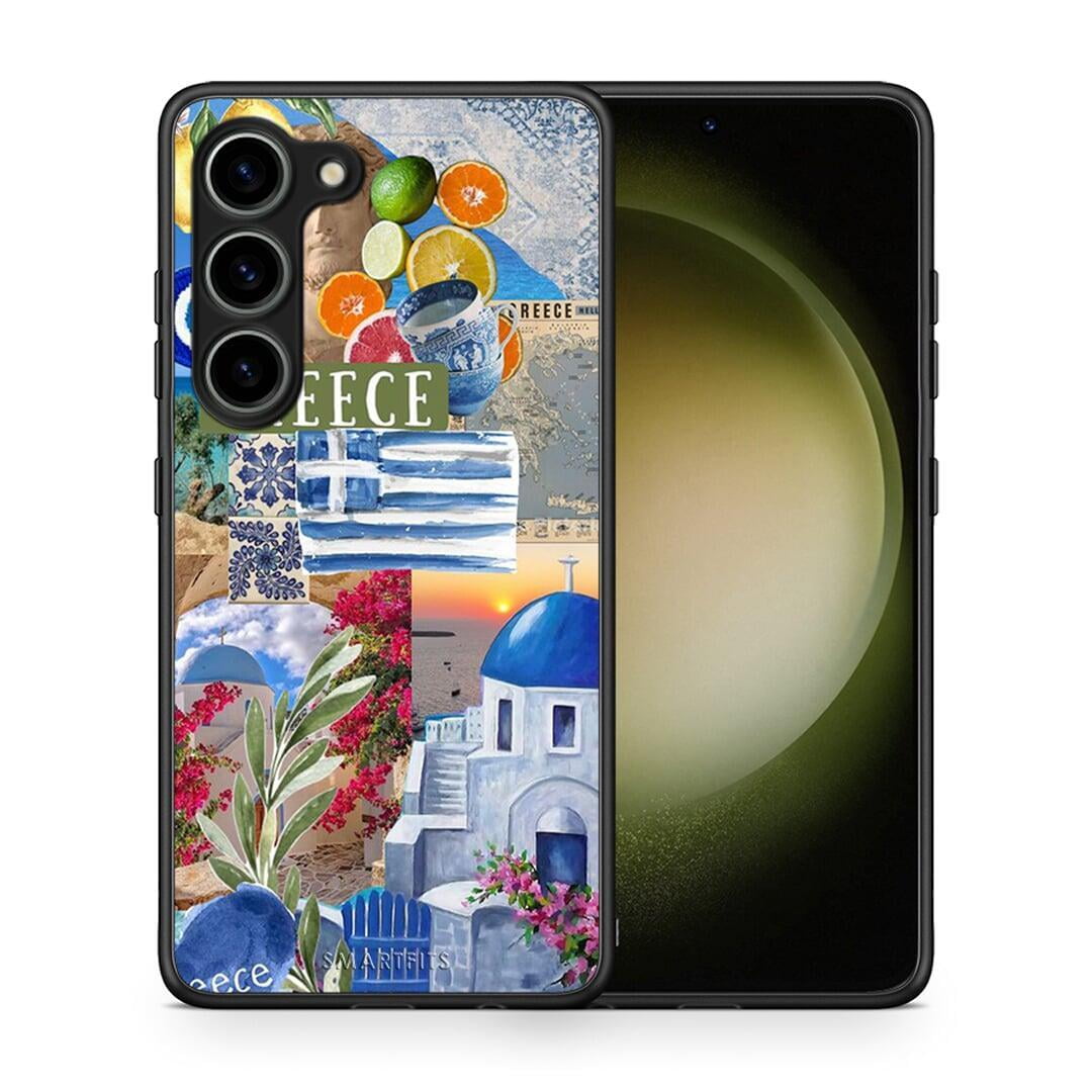 Θήκη Samsung Galaxy S23 All Greek από τη Smartfits με σχέδιο στο πίσω μέρος και μαύρο περίβλημα | Samsung Galaxy S23 All Greek Case with Colorful Back and Black Bezels