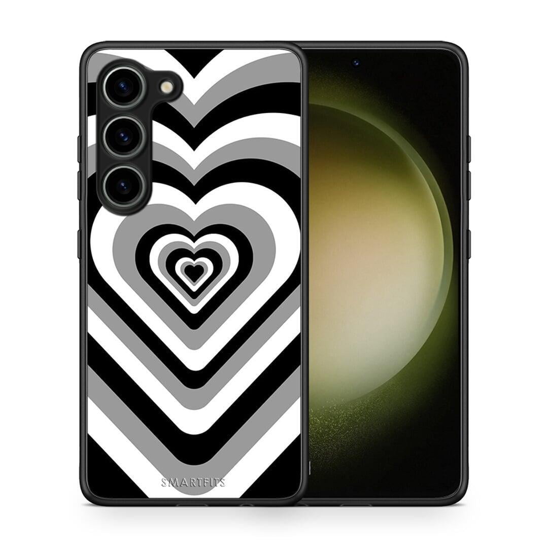 Θήκη Samsung Galaxy S23 Black Hearts από τη Smartfits με σχέδιο στο πίσω μέρος και μαύρο περίβλημα | Samsung Galaxy S23 Black Hearts Case with Colorful Back and Black Bezels