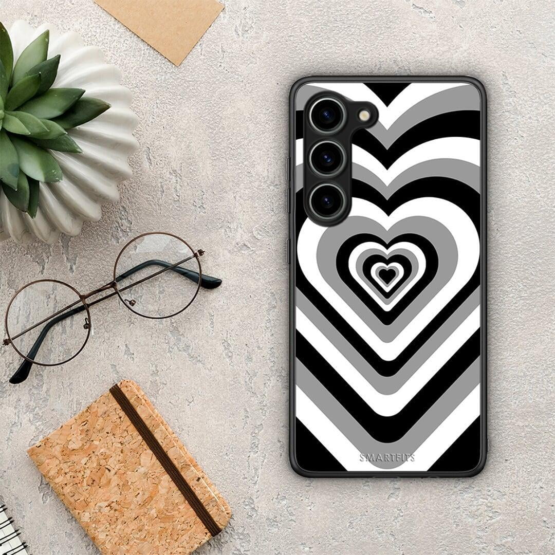 Θήκη Samsung Galaxy S23 Black Hearts από τη Smartfits με σχέδιο στο πίσω μέρος και μαύρο περίβλημα | Samsung Galaxy S23 Black Hearts Case with Colorful Back and Black Bezels