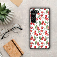 Thumbnail for Θήκη Samsung Galaxy S23 Cherry Summer από τη Smartfits με σχέδιο στο πίσω μέρος και μαύρο περίβλημα | Samsung Galaxy S23 Cherry Summer Case with Colorful Back and Black Bezels