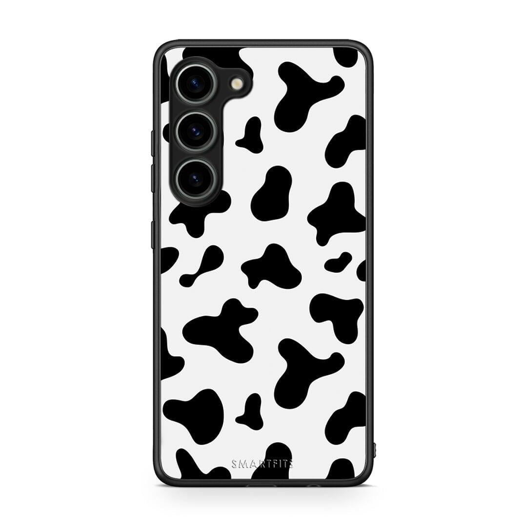 Θήκη Samsung Galaxy S23 Cow Print από τη Smartfits με σχέδιο στο πίσω μέρος και μαύρο περίβλημα | Samsung Galaxy S23 Cow Print Case with Colorful Back and Black Bezels