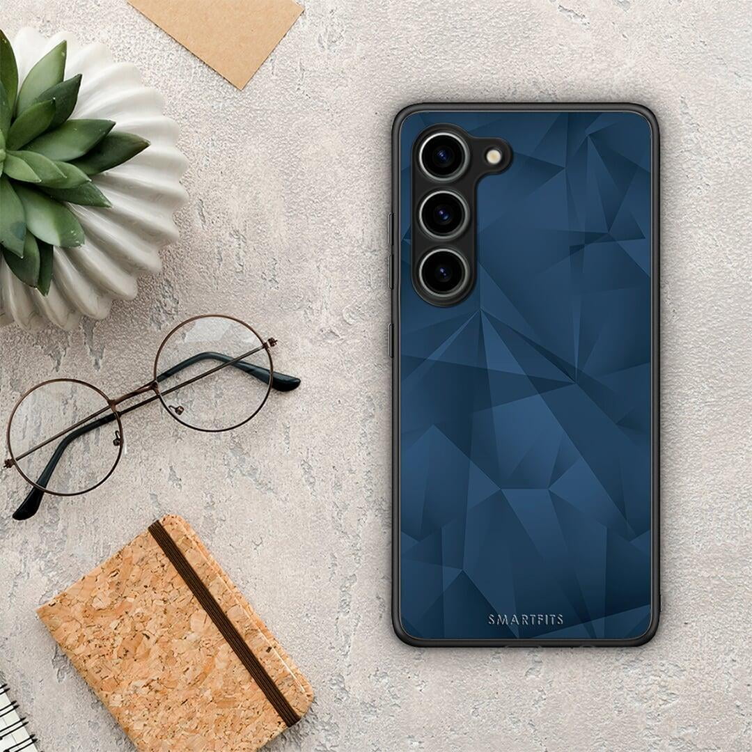 Θήκη Samsung Galaxy S23 Geometric Blue Abstract από τη Smartfits με σχέδιο στο πίσω μέρος και μαύρο περίβλημα | Samsung Galaxy S23 Geometric Blue Abstract Case with Colorful Back and Black Bezels