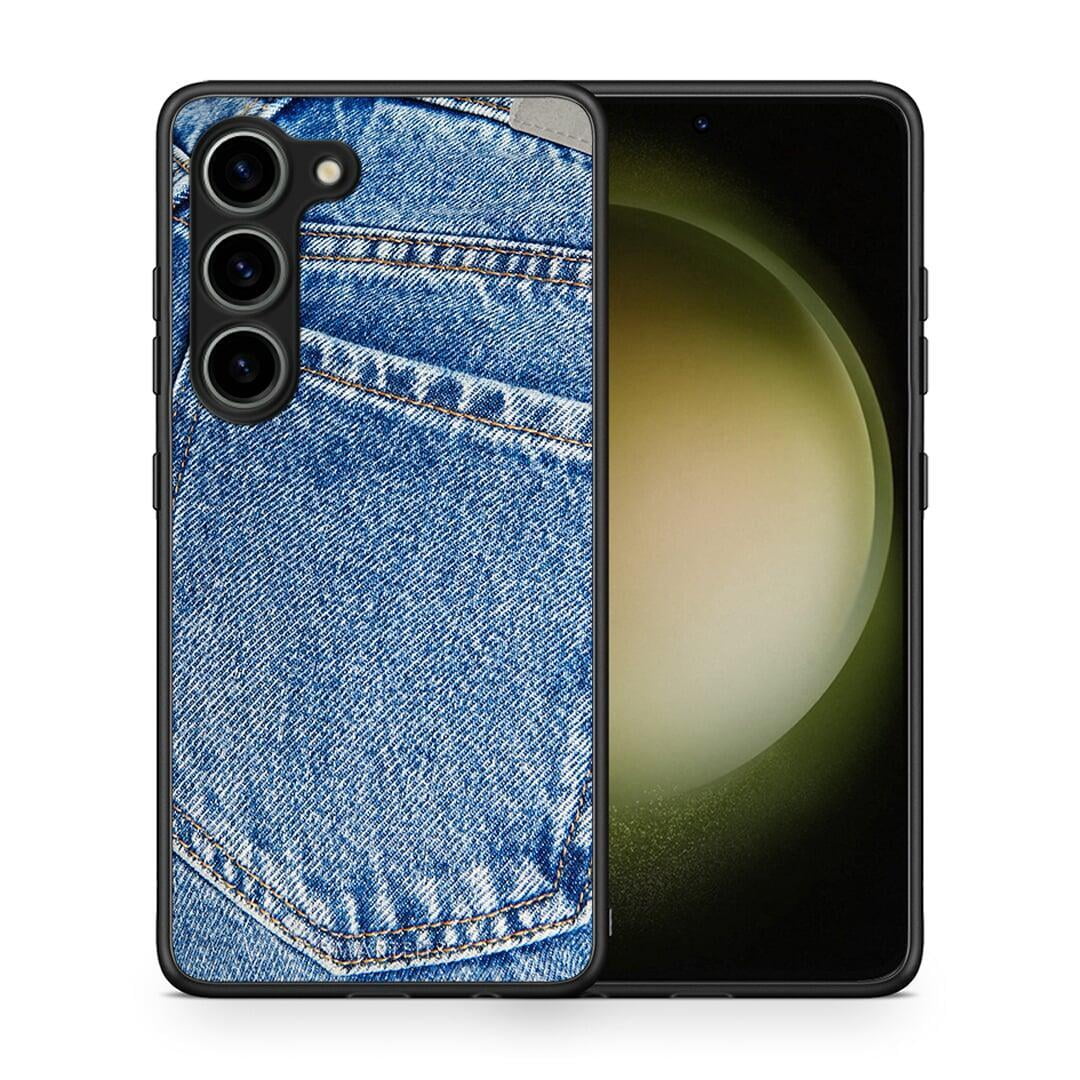 Θήκη Samsung Galaxy S23 Jeans Pocket από τη Smartfits με σχέδιο στο πίσω μέρος και μαύρο περίβλημα | Samsung Galaxy S23 Jeans Pocket Case with Colorful Back and Black Bezels