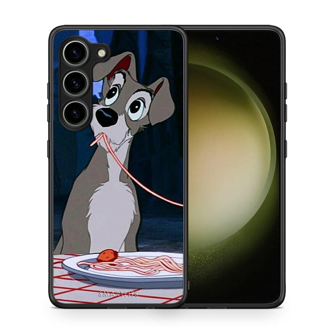 Θήκη Samsung Galaxy S23 Lady And Tramp 1 από τη Smartfits με σχέδιο στο πίσω μέρος και μαύρο περίβλημα | Samsung Galaxy S23 Lady And Tramp 1 Case with Colorful Back and Black Bezels