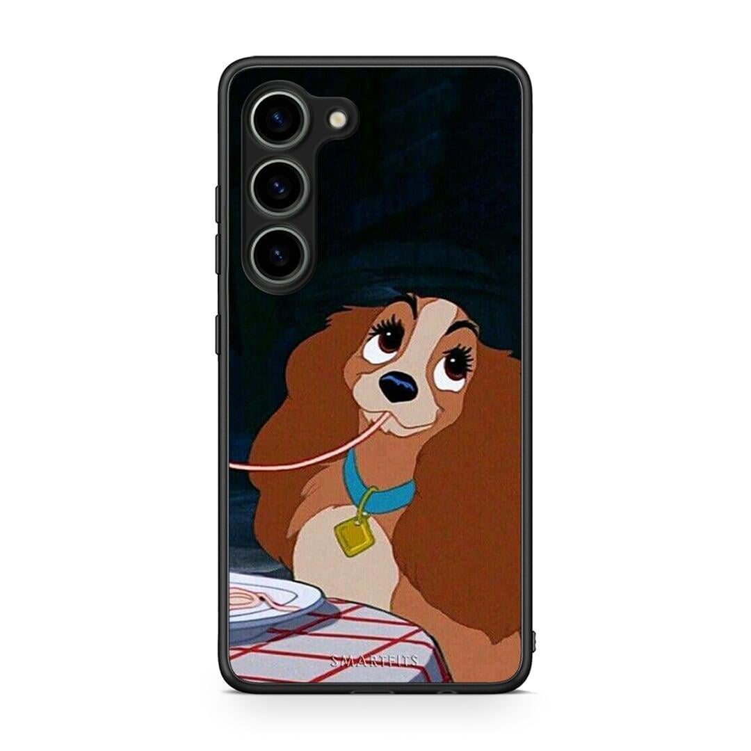 Θήκη Samsung Galaxy S23 Lady And Tramp 2 από τη Smartfits με σχέδιο στο πίσω μέρος και μαύρο περίβλημα | Samsung Galaxy S23 Lady And Tramp 2 Case with Colorful Back and Black Bezels