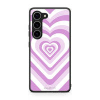 Thumbnail for Θήκη Samsung Galaxy S23 Lilac Hearts από τη Smartfits με σχέδιο στο πίσω μέρος και μαύρο περίβλημα | Samsung Galaxy S23 Lilac Hearts Case with Colorful Back and Black Bezels