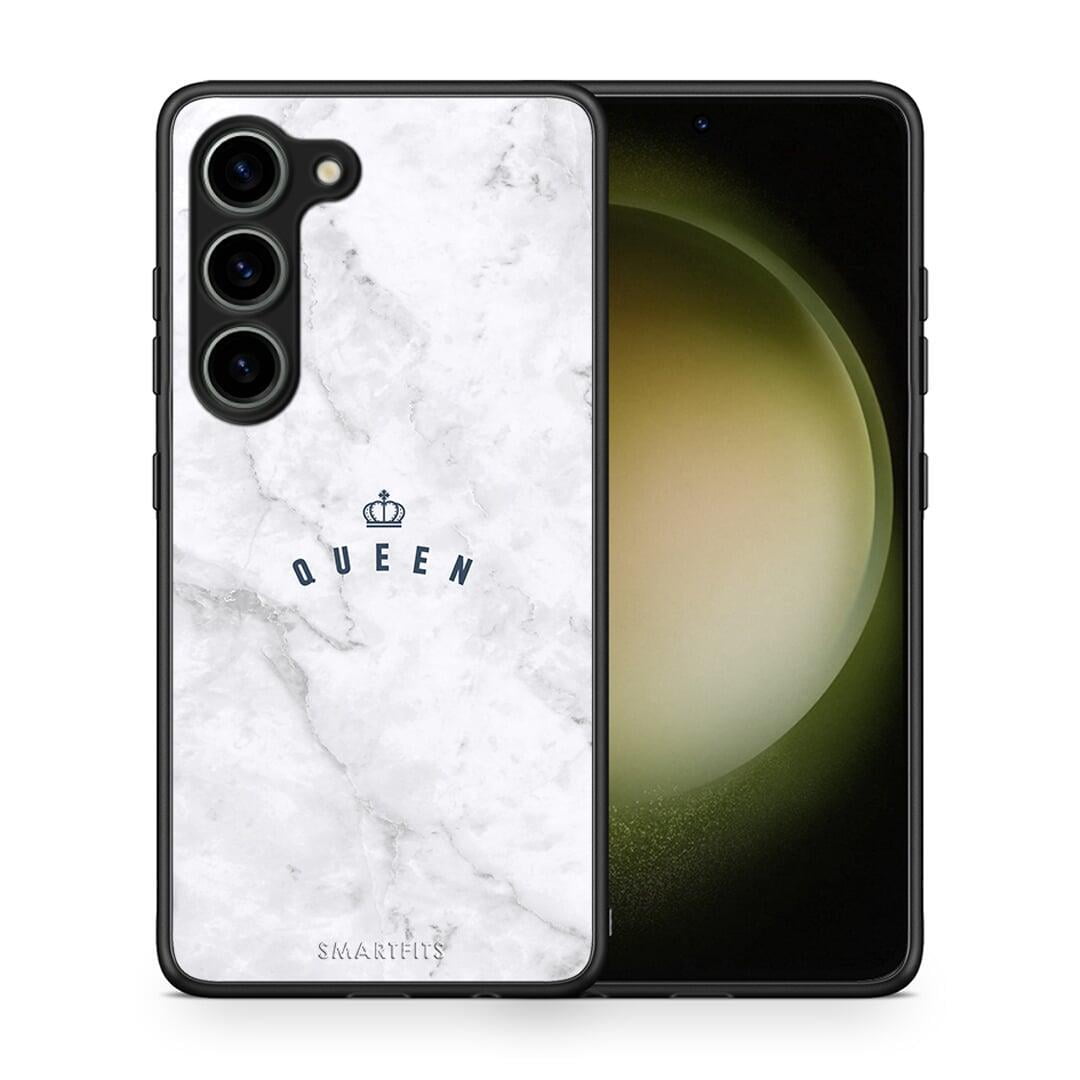 Θήκη Samsung Galaxy S23 Marble Queen από τη Smartfits με σχέδιο στο πίσω μέρος και μαύρο περίβλημα | Samsung Galaxy S23 Marble Queen Case with Colorful Back and Black Bezels