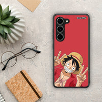 Thumbnail for Θήκη Samsung Galaxy S23 Pirate Luffy από τη Smartfits με σχέδιο στο πίσω μέρος και μαύρο περίβλημα | Samsung Galaxy S23 Pirate Luffy Case with Colorful Back and Black Bezels