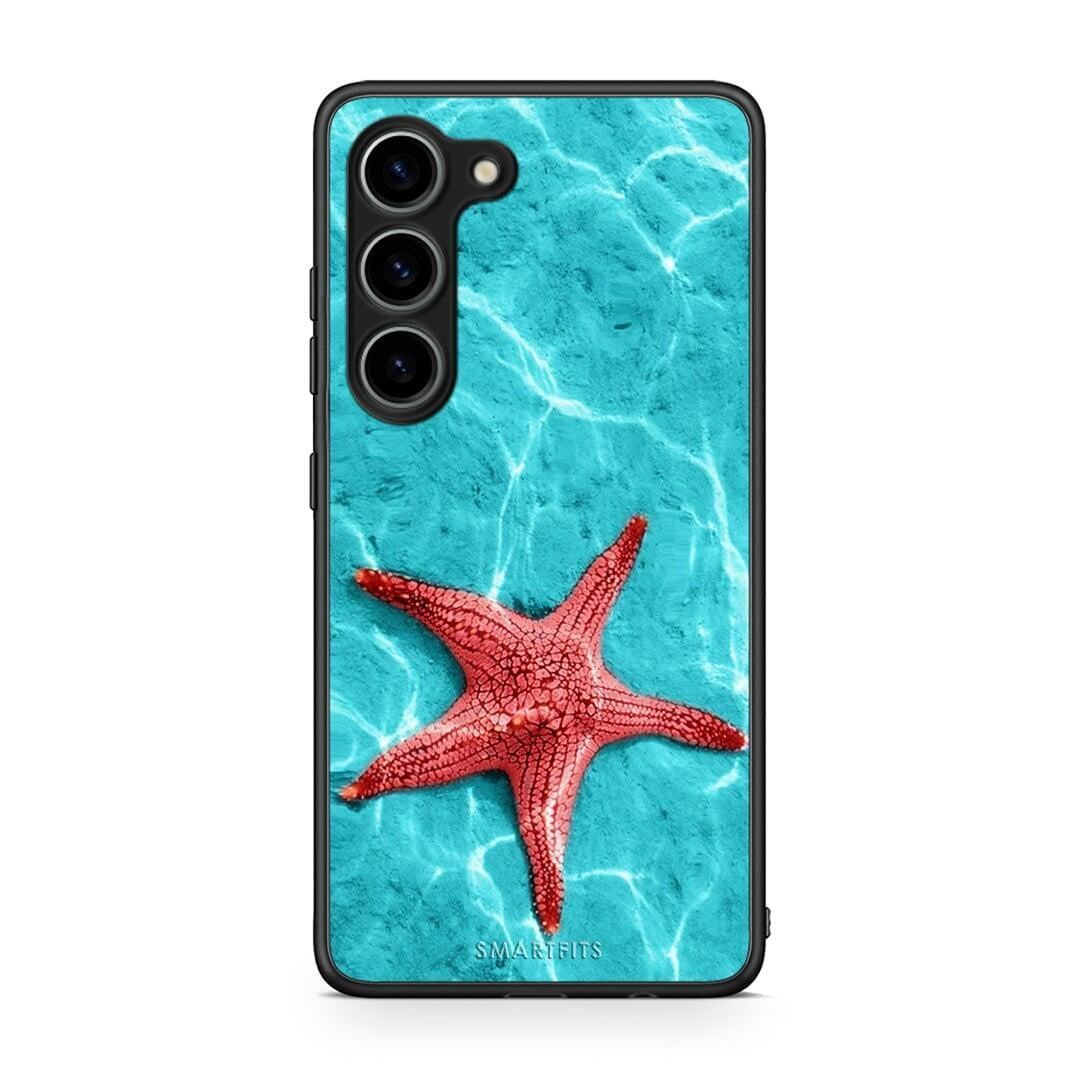 Θήκη Samsung Galaxy S23 Red Starfish από τη Smartfits με σχέδιο στο πίσω μέρος και μαύρο περίβλημα | Samsung Galaxy S23 Red Starfish Case with Colorful Back and Black Bezels