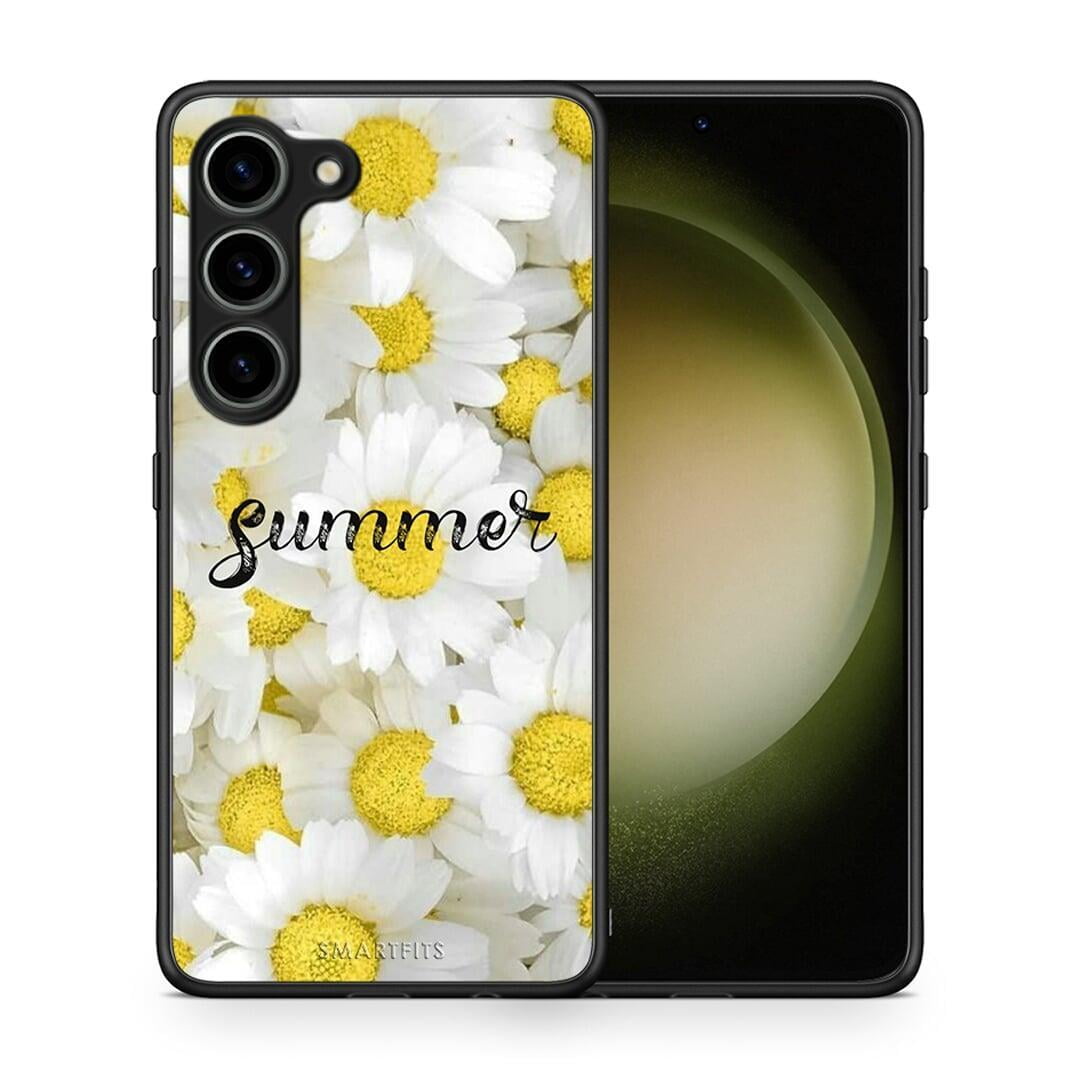 Θήκη Samsung Galaxy S23 Summer Daisies από τη Smartfits με σχέδιο στο πίσω μέρος και μαύρο περίβλημα | Samsung Galaxy S23 Summer Daisies Case with Colorful Back and Black Bezels