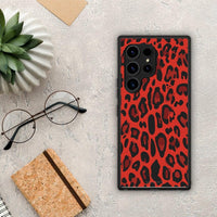 Thumbnail for Θήκη Samsung Galaxy S23 Ultra Animal Red Leopard από τη Smartfits με σχέδιο στο πίσω μέρος και μαύρο περίβλημα | Samsung Galaxy S23 Ultra Animal Red Leopard Case with Colorful Back and Black Bezels