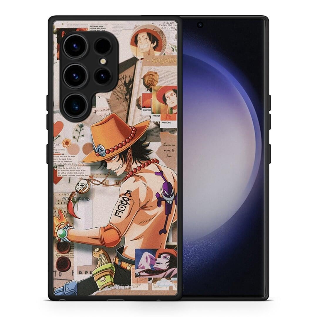 Θήκη Samsung Galaxy S23 Ultra Anime Collage από τη Smartfits με σχέδιο στο πίσω μέρος και μαύρο περίβλημα | Samsung Galaxy S23 Ultra Anime Collage Case with Colorful Back and Black Bezels