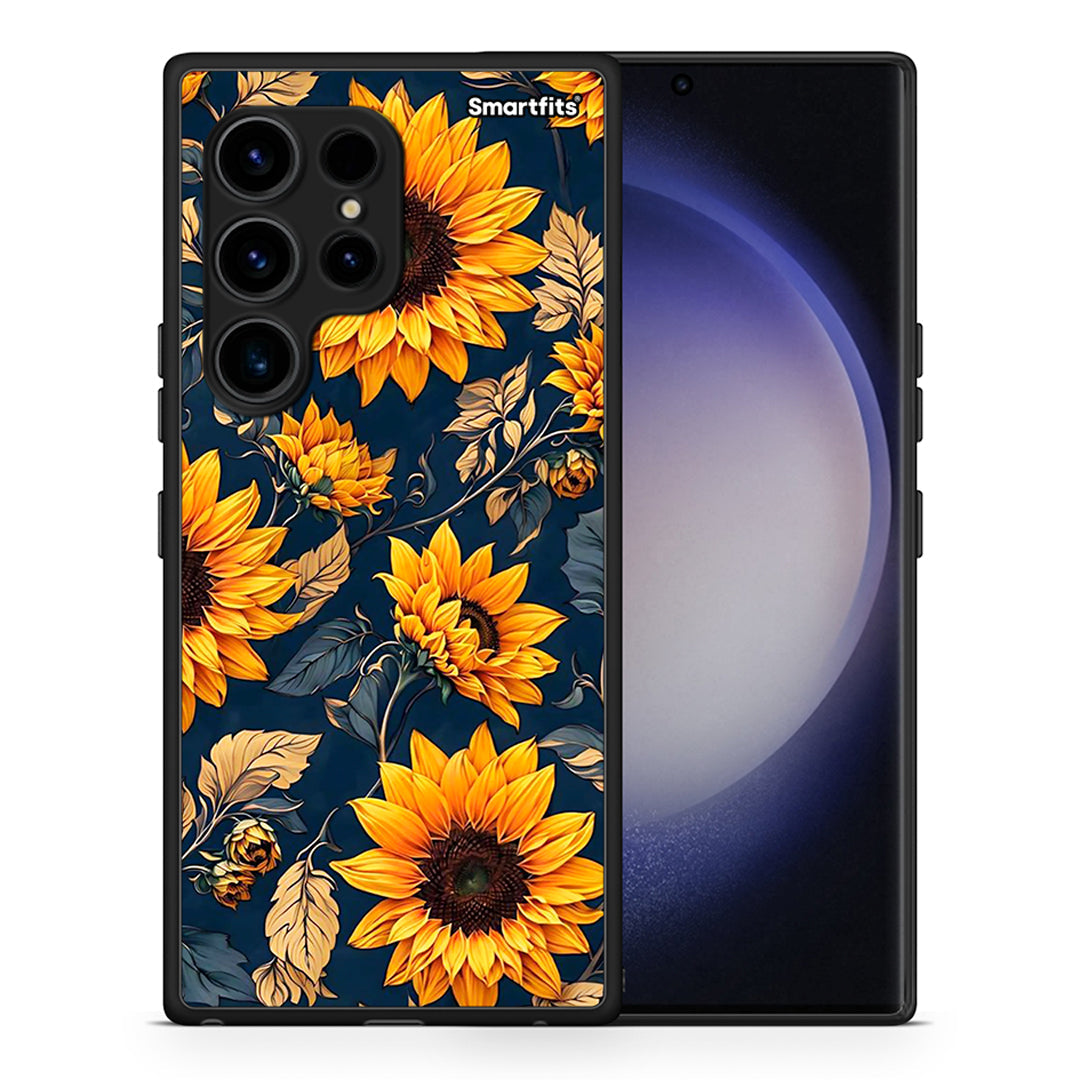 Θήκη Samsung Galaxy S23 Ultra Autumn Sunflowers από τη Smartfits με σχέδιο στο πίσω μέρος και μαύρο περίβλημα | Samsung Galaxy S23 Ultra Autumn Sunflowers Case with Colorful Back and Black Bezels