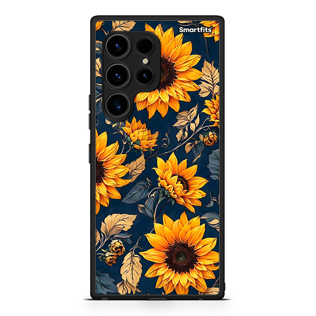 Θήκη Samsung Galaxy S23 Ultra Autumn Sunflowers από τη Smartfits με σχέδιο στο πίσω μέρος και μαύρο περίβλημα | Samsung Galaxy S23 Ultra Autumn Sunflowers Case with Colorful Back and Black Bezels