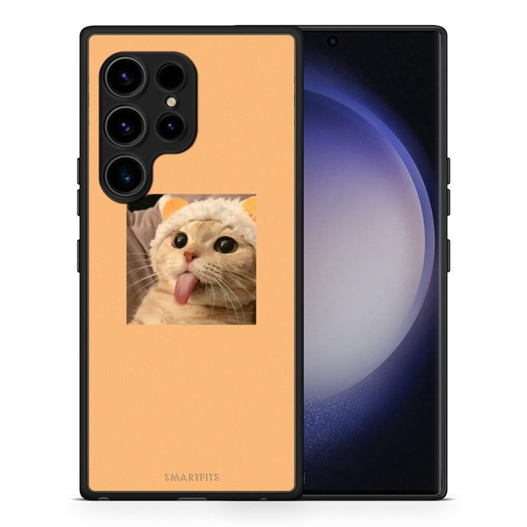 Θήκη Samsung Galaxy S23 Ultra Cat Tongue από τη Smartfits με σχέδιο στο πίσω μέρος και μαύρο περίβλημα | Samsung Galaxy S23 Ultra Cat Tongue Case with Colorful Back and Black Bezels